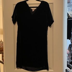 Navy blue shirt velvet dress